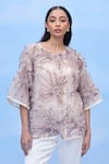 Shop_COUCHÉ BY ANANDINI_Purple Silk Organza Embroidery Round Neck Designer Top _Online_at_Aza_Fashions