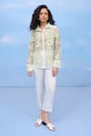 Buy_COUCHÉ BY ANANDINI_Yellow Nylon, Net Collared Floral Embroidered Designer Shirt _at_Aza_Fashions