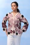 COUCHÉ BY ANANDINI_Purple Silk Organza Embroidery Collared Three-tone Bloom Shirt _Online_at_Aza_Fashions