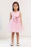 Buy_Pnk Isha Arora (Pink)_Pink Cotton, Viscose Fabric Flowers Sugar Stripe Swirl Dress _at_Aza_Fashions