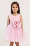 Buy_Pnk Isha Arora (Pink)_Pink Cotton, Viscose Fabric Flowers Sugar Stripe Swirl Dress _Online_at_Aza_Fashions