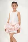 Shop_Pnk Isha Arora (Pink)_Off White Cotton Ruffles Frosted Rose Shift Dress _at_Aza_Fashions
