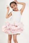 Pnk Isha Arora (Pink)_Off White Cotton Ruffles Frosted Rose Shift Dress _Online_at_Aza_Fashions