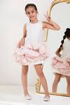 Buy_Pnk Isha Arora (Pink)_Off White Cotton Ruffles Frosted Rose Shift Dress _at_Aza_Fashions