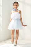 Shop_Pnk Isha Arora (Pink)_White Tulle, Cotton, Lycra, Poplin Fabric Flowers Soft Blue And Two-piece Set _at_Aza_Fashions