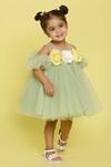 Buy_Pnk Isha Arora (Pink)_Green Tulle, Lycra, Cotton Fabric Flowers Sage Garden Fairy Frock _at_Aza_Fashions