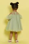 Shop_Pnk Isha Arora (Pink)_Green Tulle, Lycra, Cotton Fabric Flowers Sage Garden Fairy Frock _at_Aza_Fashions