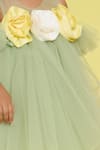 Pnk Isha Arora (Pink)_Green Tulle, Lycra, Cotton Fabric Flowers Sage Garden Fairy Frock _Online_at_Aza_Fashions