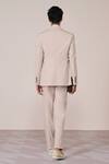 Shop_S&N By Shantnu Nikhil_Beige Rayon, Twill Embroidery Ecru Slim Fit Designer Jacket _at_Aza_Fashions