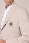 Shop_S&N By Shantnu Nikhil_Beige Rayon, Twill Embroidery Ecru Slim Fit Designer Jacket _Online_at_Aza_Fashions