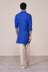 Shop_S&N By Shantnu Nikhil_Blue Rayon, Linen Embroidery Racer Kurta _at_Aza_Fashions