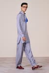 S&N By Shantnu Nikhil_Blue Silk, Twill Racer Designer Kurta _Online_at_Aza_Fashions