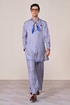 Buy_S&N By Shantnu Nikhil_Blue Silk, Twill Racer Designer Kurta _at_Aza_Fashions