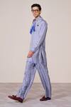 Shop_S&N By Shantnu Nikhil_Blue Silk, Twill Racer Designer Kurta _Online_at_Aza_Fashions
