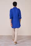 Shop_S&N By Shantnu Nikhil_Blue Rayon, Linen Embroidery Racer Slim Fit Kurta _at_Aza_Fashions