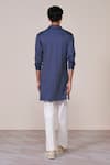 Shop_S&N By Shantnu Nikhil_Blue Jersey Embroidery Navy Polka Dot Designer Kurta _at_Aza_Fashions