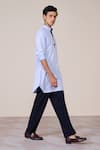 S&N By Shantnu Nikhil_Blue Cotton Embroidery Light Slim Fit Kurta _Online_at_Aza_Fashions