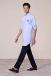 Buy_S&N By Shantnu Nikhil_Blue Cotton Embroidery Light Slim Fit Kurta _Online_at_Aza_Fashions