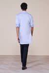 Shop_S&N By Shantnu Nikhil_Blue Cotton Embroidery Light Slim Fit Kurta _at_Aza_Fashions