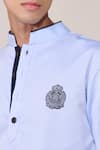 Shop_S&N By Shantnu Nikhil_Blue Cotton Embroidery Light Slim Fit Kurta _Online_at_Aza_Fashions