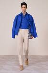Buy_S&N By Shantnu Nikhil_Blue Rayon, Linen Racer Slim Fit Jacket _at_Aza_Fashions