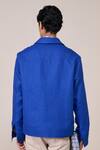 Shop_S&N By Shantnu Nikhil_Blue Rayon, Linen Racer Slim Fit Jacket _at_Aza_Fashions