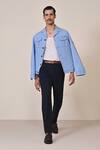 Buy_S&N By Shantnu Nikhil_Blue Viscose, Spandex Embroidery Light Designer Jacket _at_Aza_Fashions