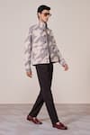 Buy_S&N By Shantnu Nikhil_Brown Rayon, Twill Khaki Houndstooth Print Designer Jacket _Online_at_Aza_Fashions