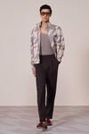 Buy_S&N By Shantnu Nikhil_Brown Rayon, Twill Khaki Houndstooth Print Designer Jacket _at_Aza_Fashions