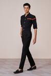 S&N By Shantnu Nikhil_Black Embroidery Designer Slim Fit Shirt _Online_at_Aza_Fashions