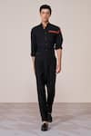 Buy_S&N By Shantnu Nikhil_Black Embroidery Designer Slim Fit Shirt _at_Aza_Fashions