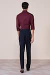 Shop_S&N By Shantnu Nikhil_Red Embroidery Cherry Slim Fit Designer Shirt _at_Aza_Fashions