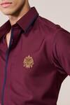 Shop_S&N By Shantnu Nikhil_Red Embroidery Cherry Slim Fit Designer Shirt _Online_at_Aza_Fashions