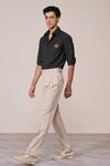 Buy_S&N By Shantnu Nikhil_Green Embroidery Military Slim Fit Designer Shirt _Online_at_Aza_Fashions