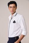 Buy_S&N By Shantnu Nikhil_Off White Embroidery Designer Slim Fit Shirt_Online_at_Aza_Fashions