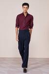 Buy_S&N By Shantnu Nikhil_Maroon Rayon Embroidery Cherry Slim Fit Designer Shirt _at_Aza_Fashions