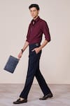 Shop_S&N By Shantnu Nikhil_Maroon Rayon Embroidery Cherry Slim Fit Designer Shirt _Online_at_Aza_Fashions