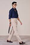 Buy_S&N By Shantnu Nikhil_Navy Rayon Slim Fit Designer Shirt _Online_at_Aza_Fashions