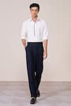Buy_S&N By Shantnu Nikhil_Off White Rayon Embroidery Slim Fit Designer Shirt _at_Aza_Fashions