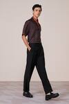 S&N By Shantnu Nikhil_Black Silk, Twill Adamas Print Shirt _Online_at_Aza_Fashions