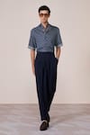 Buy_S&N By Shantnu Nikhil_Navy Silk, Twill Adamas Print Shirt _at_Aza_Fashions