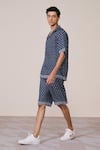 Buy_S&N By Shantnu Nikhil_Navy Silk, Twill Adamas Print Shirt _Online_at_Aza_Fashions