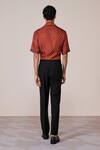 Shop_S&N By Shantnu Nikhil_Rust Silk, Twill Adamas Print Shirt _at_Aza_Fashions