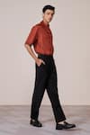 Buy_S&N By Shantnu Nikhil_Rust Silk, Twill Adamas Print Shirt _Online_at_Aza_Fashions