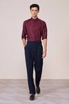 Buy_S&N By Shantnu Nikhil_Maroon Rayon Cherry Slim Fit Designer Shirt _at_Aza_Fashions