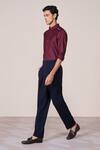 S&N By Shantnu Nikhil_Maroon Rayon Cherry Slim Fit Designer Shirt _Online_at_Aza_Fashions