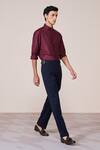 Buy_S&N By Shantnu Nikhil_Maroon Rayon Cherry Slim Fit Designer Shirt _Online_at_Aza_Fashions