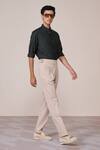 S&N By Shantnu Nikhil_Green Rayon Military Slim Fit Designer Shirt _Online_at_Aza_Fashions
