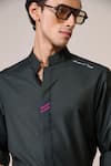 Shop_S&N By Shantnu Nikhil_Green Rayon Military Slim Fit Designer Shirt _Online_at_Aza_Fashions