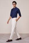 S&N By Shantnu Nikhil_Blue Rayon Navy Slim Fit Designer Shirt _Online_at_Aza_Fashions